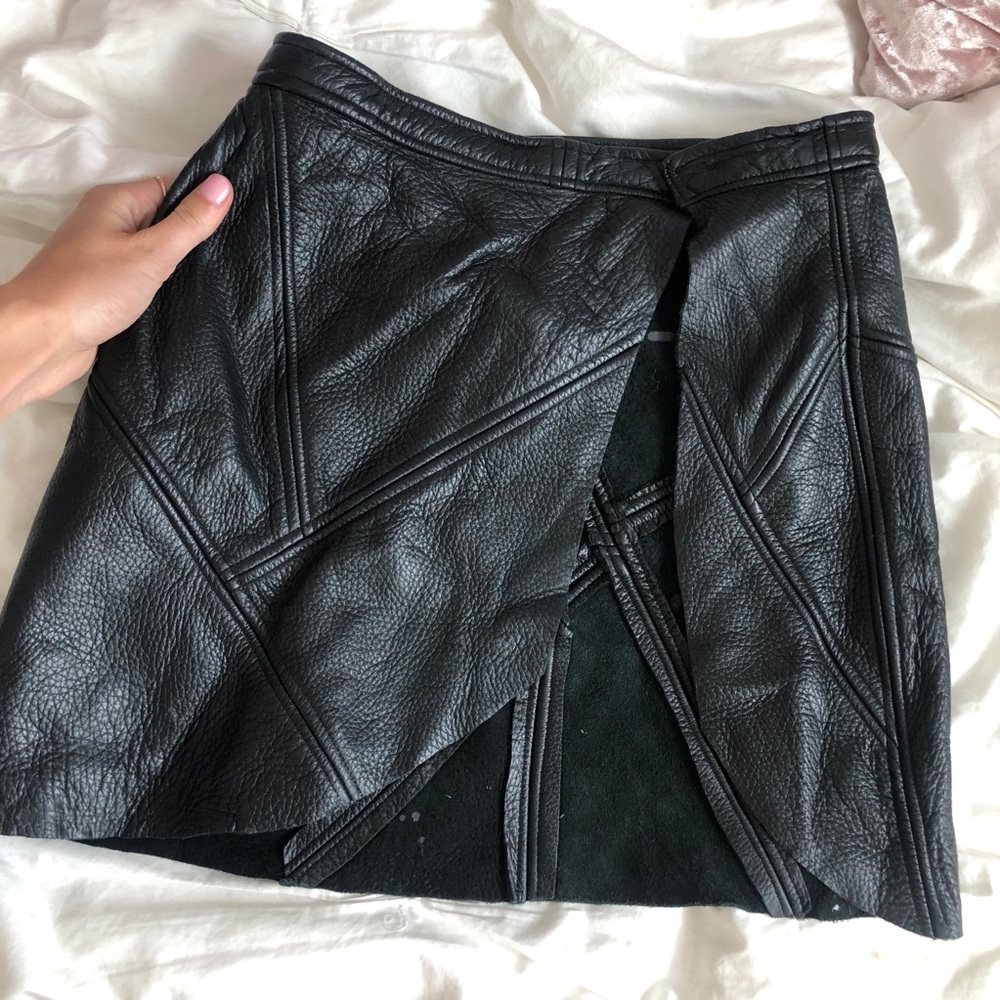Black Leather slit skirt